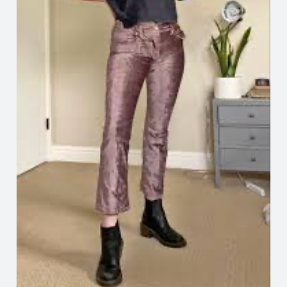 Free People Metallic Velvety Pink Pants Size 27